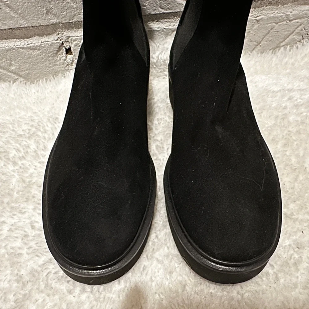 New Stewart Weitzman Henley Chelsea Suede Ankle Boots Size 36.5